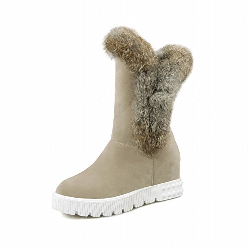 Charm Foot Fashion Fur Womens Platform Hidden Heel Mid Calf Snow Boots (9.5, Beige) Charm Foot Fashion Fur Womens Platform Hidden Heel Mid Calf Snow Boots (9.5, Beige)