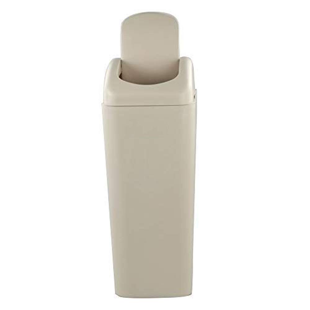 Utiao Slim Waste Bins with Lid, 10 L Swing Trash Cans for Kitchen, Office, Bathroom(Khaki)