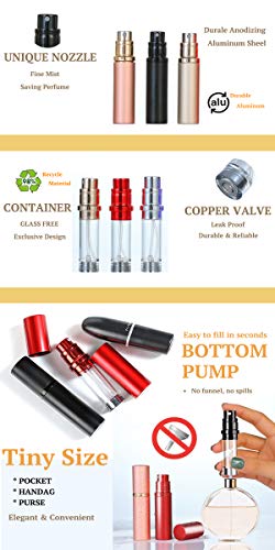 Refillable Perfume Atomizer 5ml Perfume Bottle, Mini Travel Atomizer Empty Portable Perfume Spray Bottle (Black and… - Image 2