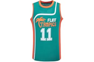 Flint Tropics Jersey #33 Jackie Moon Flint Tropics White/Green 90s Movie Basketball Shirts Stitched S-3XL