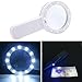 30x Handheld Magnifier With 12 LED Lights, 90mm Bifocal Double Lens Illuminated Reading Magnifying Glass, Perfect for Soldering Repair,Inspection,Coins,Rock,Science,Craft and Needlework, Jewelry