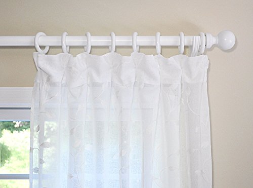 White Wood Pole Curtain Rod Ball Finials-1 Pair