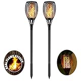 Solar Torch Light with Flickering Flame,Fire Effect Lantern,Dancing Flame,Solar Garden Light, Dust to Dawn,Outdoor Waterproof Garden Decoration, Solar Powered Stick Light ZKEE(Set of 2)