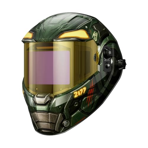 ANDELI Welding Helmet - Panoramic 180° View 4.53"X3.23",1/1/1/2 True Color Solar Powered Welder Hood，Wide Shade Welder Mask for TIG MIG ARC Cut and Grind，OPTIM-600LB-TGB (OPTIM-600LB-TGB)