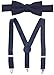 Hold’Em Suspender and Bow Tie Set for Kids, Boys, and Baby - Proudly Made in USA - Extra Sturdy Polished Silver Metal Clips, Pre Tied Bow Tie-Navy22
