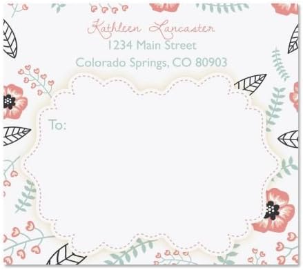 Personalized Joyful Floral Package Labels - Set of 36 3-7/8 x 3-3/8 shipping labels