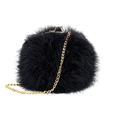 pom fur pom cape Fluffy Feather Zarapack Round Clutch Women's Genuine Fur pom fur pom cape Fluffy Feather Zarapack Round Clutch Women's Genuine Fur