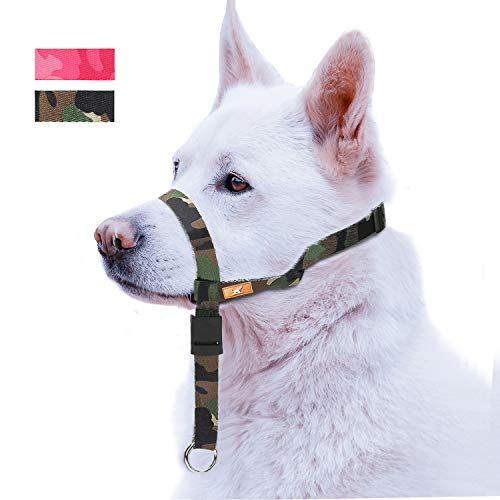 wintchuk Patterned Dog Head Collar with 2 Colorful Designs, Head Harness Stops Dog Pulling, Head Leash(L, Army Green) - Thumbnail 7