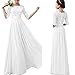 Lrady Women's Lace Splicing Chiffon Long Maxi Dress Evening Wedding Bridesmaid Gown,White,X-Large