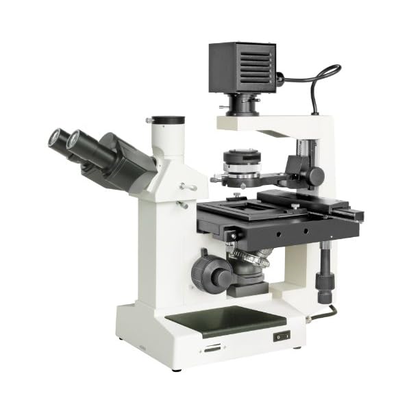 Bresser professionelles inverses, trinokulares Mikroskop Science IVM-401, 100x-400x Vergrößerung, planachr. Objektive, großer Kreuztisch für Objektträger oder Petrischalen, inkl. Kameratubus