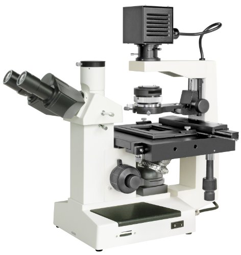 Bresser professionelles inverses, trinokulares Mikroskop Science IVM-401, 100x-400x Vergrößerung, planachr. Objektive, großer Kreuztisch für Objektträger oder Petrischalen, inkl. Kameratubus