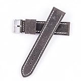Hadley Roma MS854 20mm Grey Oil Tan Distressed Leather Stitched Men's Watch Band