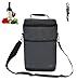 Vina® 2-bottle Wine Carrier Bag Beer Carrying Tote Bags Picnic Cooler Insulated Travel Wine Pouch, Gray +Free Corkscrew