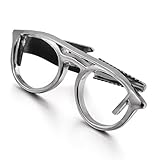 Men's Rhodium Plated Necktie Tie Clip Bar Black Glasses Wedding Punk Rock Biker