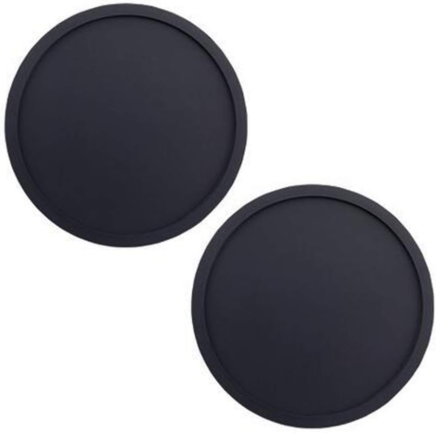 2 Pieces Round Silicone Drink Coasters Silicone Mug Pad Non-slip Soft Coasters Rubber Cup Pad Mat for Mug Drinking Glasses Cup Tabletop Protection From Water Marks Scratch Damage Easy to Clean, Black