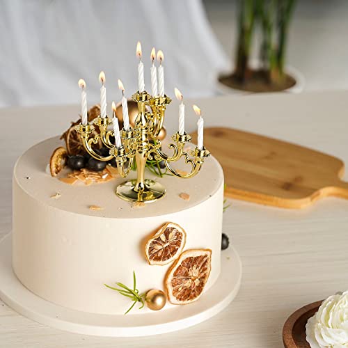 Efavormart 5" Tall 9 Arm Gold Candelabra Cake Topper With 9 Birthday