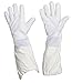 Forest Beekeeping Premium Goatskin Leather Beekeeper's Glove with white vent Long Canvas Sleeve with elastic cuff (L)