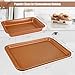 Baking Sheet Pans Cookie Sheet, KeShi Nonstick Cookie Trays, Baking Pan Professional for Oven, Prime Bakeware Set 3, Rust Free and Good Clean, Christmas Gift for Baking (Bronze)