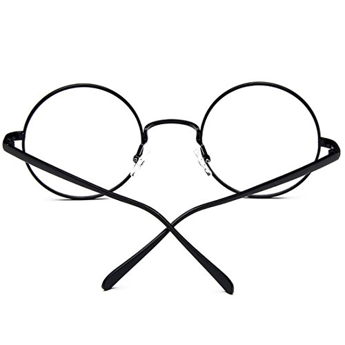D.King Oversized Vintage Round Retro Large Metal Frame Clear Lens Eyeglasses Black - Thumbnail 3