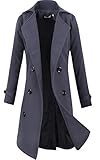 Lende Men's Trench Coat Winter Long Jacket Double Breasted Overcoat,GREY,XX-Large