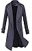 Lende Men's Trench Coat Winter Long Jacket Double Breasted Overcoat,GREY,XX-Large