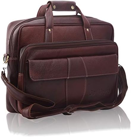 Leather Brown 17" inch Men's Laptop Messenger Bag Dimension : L-17 inch W-7 inch H-11 inch