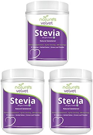 Natures Velvet Lifecare Stevia Leaf Powder, Natural Sweetener & Detox, 300Gms - Pack of 3