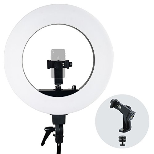 LimoStudio-Diameter-LED-Ring-Light-with-Heavy-Duty-Tripod-Stand-14-inch-Standard-Hot-Shoe-Mount-Adapter-Holder-for-Professional-at-Home-Beauty-Shoots-AGG1451V2-AGG2405V2