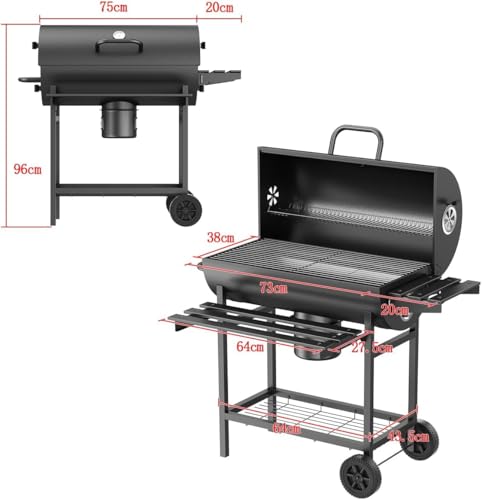 Forubar Automatic Rotating BBQ Grill Outdoor, with Adjustable Charcoal Pan, Thermometer, Barbecue Grill for Outdoor Picnic Backyard Patio and Parties