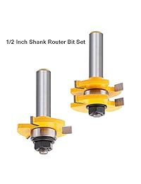 Juego de brocas de tongue y ranura, suelos de puerta de madera con 3 dientes ajustables de 0.5 in, mango en forma de T de madera, cortador de sierra de fresado de madera, herramientas de carpintería para puertas, cajones, estantes y más   Pack de 2