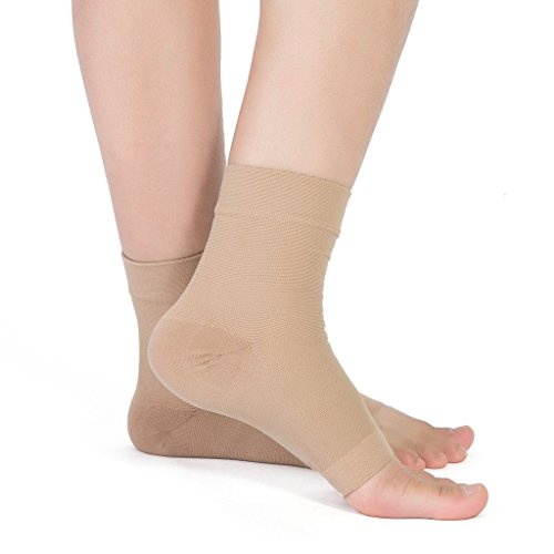 (Bge-LgXL-1Pr) - Ankle Compression Socks Plantar Fasciitis Foot Sleeves for Arch Support - Increases Circulation Relieve Pain, Eases Swelling & Heel Spurs - Better Than Night Splint or Brace