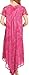 Sakkas 16800 - Sayli Long Tie Dye Cap Sleeve Embroidered Wide Neck Caftan Dress/Cover up - Fuchsia - OS