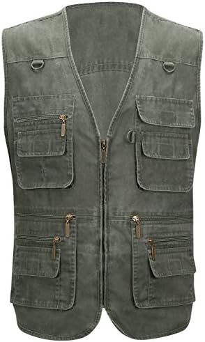 Alipolo Men's Pockets Mutifunctional Fishing Photography Vest Dark Green US XXL/Label 6XL