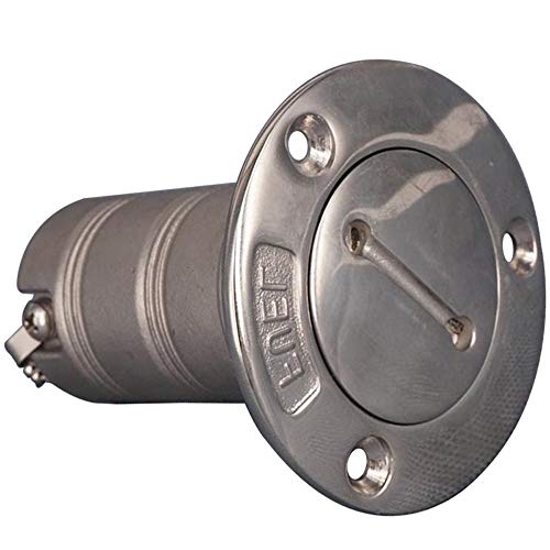 VIGORWORK 1.5inch Silver 316 Stainless Steel Boat Marine Deck Fuel Tank Filler with Pull Out Lug Fit for 38mm Fuel Hose