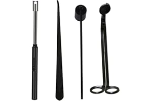 VINCIGANT 4 in 1 Candle Accessory Set, USB Rechargeable Lighter, Candle Wick Trimmer Cutter, Candle Snuffer & Candle Wick Dipper for Candle Aromatherapy Lover Gift (Black)