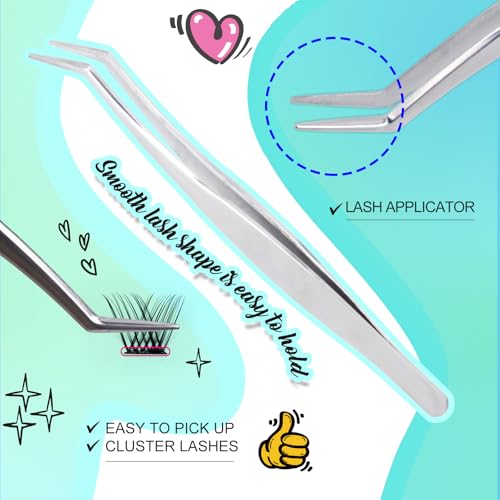 Self Adhesive False Eyelashes Clusters 84 Pieces Eyelash Extension Kit D Curl Pre Glued Eyelashes DIY Lash Extension Kit 8 – 14 mm Eyelash Extension Volume (Y14 D Curl 8-14mix)