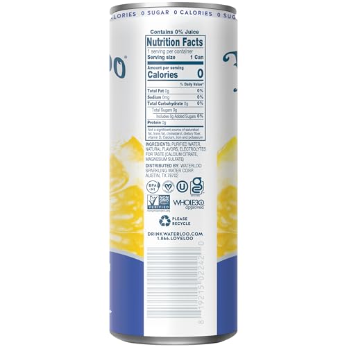 WATERLOO STILL WATER, MEYER LEMON BLUEBERRY NATURALLY FLAVORED PURIFIED WATER | 12 FL OZ CANS (PACK OF 12) – ZERO CALORIES AND ZERO SUGAR OR SWEETENERS
