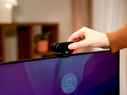 Trust Ovala Webcam 2K QHD with Microphone, Noise Reducer, USB-C/USB-A, Privacy Filter, 75° Viewing Angle, Fixed Focus 30 FPS, Web CAM for Mac Computer Windows Skype Zoom Teams, Black