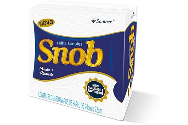 Guardanapo de Papel Folha Simples Snob 24cm x 22cm - Kit com 500 Unidades (10 pacotes)