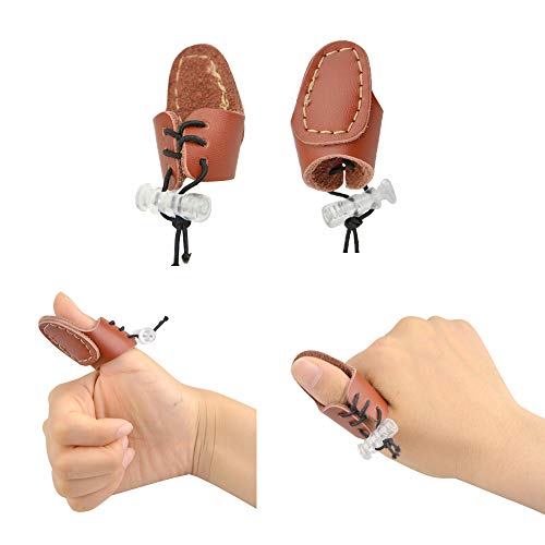MILAEM Archery Protective Gear Set Cow Leather 3 Finger Gloves 3 Straps Arm Guard Archery Finger Tab Thumb Finger Protector Tab Hunting Shooting Accessory