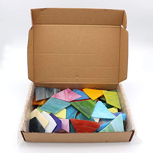 LITMIND 2.2LB Irregular Stained Glass Scraps Mosaic Glass Pieces