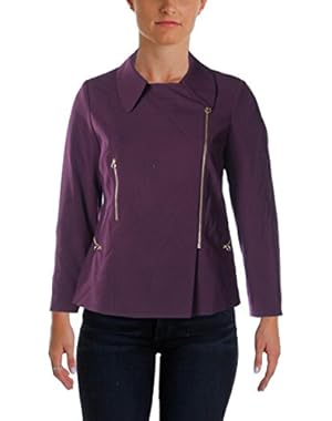 Womens Plus Asymmetrical Collared Jacket Purple 24W