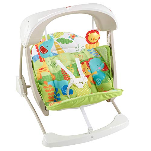 Mattel Fisher-Price CCN92 2 in 1 Babyschaukel im Regenwald Design, mit 6 Geschwindigkeitsstufen, 10 Melodien und 2 beruhigenden Naturgeräuschen