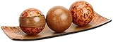 Hosley's Brown Decorative Tray and Orb/ball Set. Burlwood Style Finish. Great Gift (Kitchen)