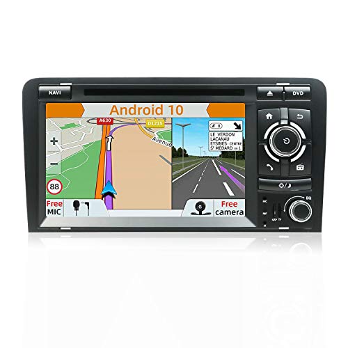 YUNTX Android 10 Double Din Car Stereo Fit for Audi A3 (2003-2011) Head Unit with FREE Rear Camera&Canbus 2GB/32GB Bluetooth Support GPS/DAB+/WIFI/AUX/USB/SD with 7” Touch Screen