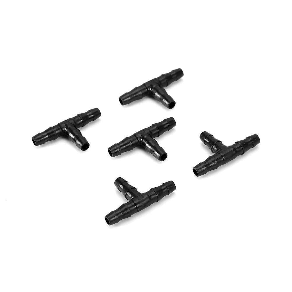 Yosoo Micro Irrigation Pipe Fitting, 4/7 T Drip Irrigation Watering Tubing Hose pipe Distribution or Connectors Fittings For Patio Lawn Garden and Agricultural (Black 100Pcs)