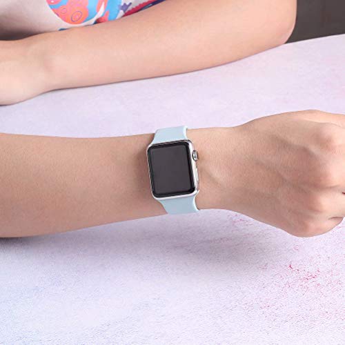 QIENGO Sport Band Compatible with Apple Watch Band 42mm 44mm, Soft Silicone Replacement Sport Strap Compatible with iWatch Apple Watch Series 4/3/2/1, S/M Turquoise