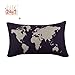 Pillowcase, Ammazona Dark Blue World Map Burlap Linen Pillow Case Decorative Pillow Cushion Cover