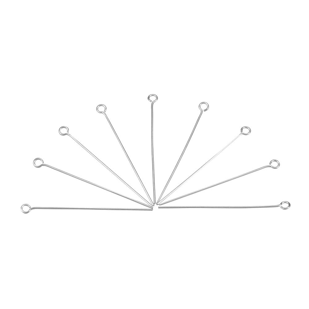 Airssory 100 Pcs 304 Stainless Steel Hole Head Pins 22-Gauge Eye Pin Eyepins for Jewelry Findings - 40mm(1.57 inch) Length