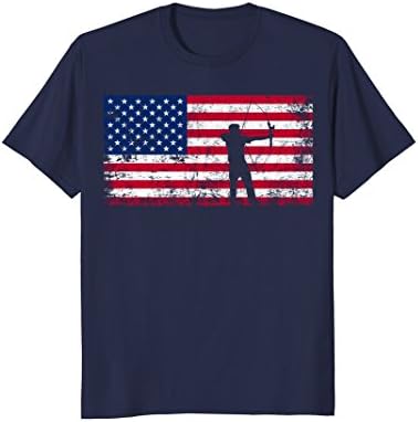 Mens American Flag Archery T-shirt - Archery Team Gift Small Navy